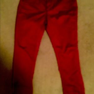 Cropped burgundy jeans